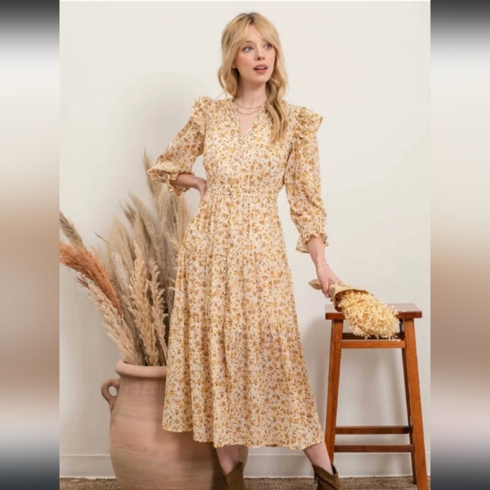 By The River Floral Midi Dress